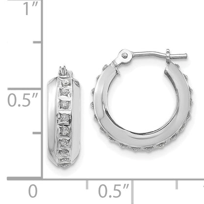 14K Weißgold Diamant Fascination Rund Klappbar Creolen