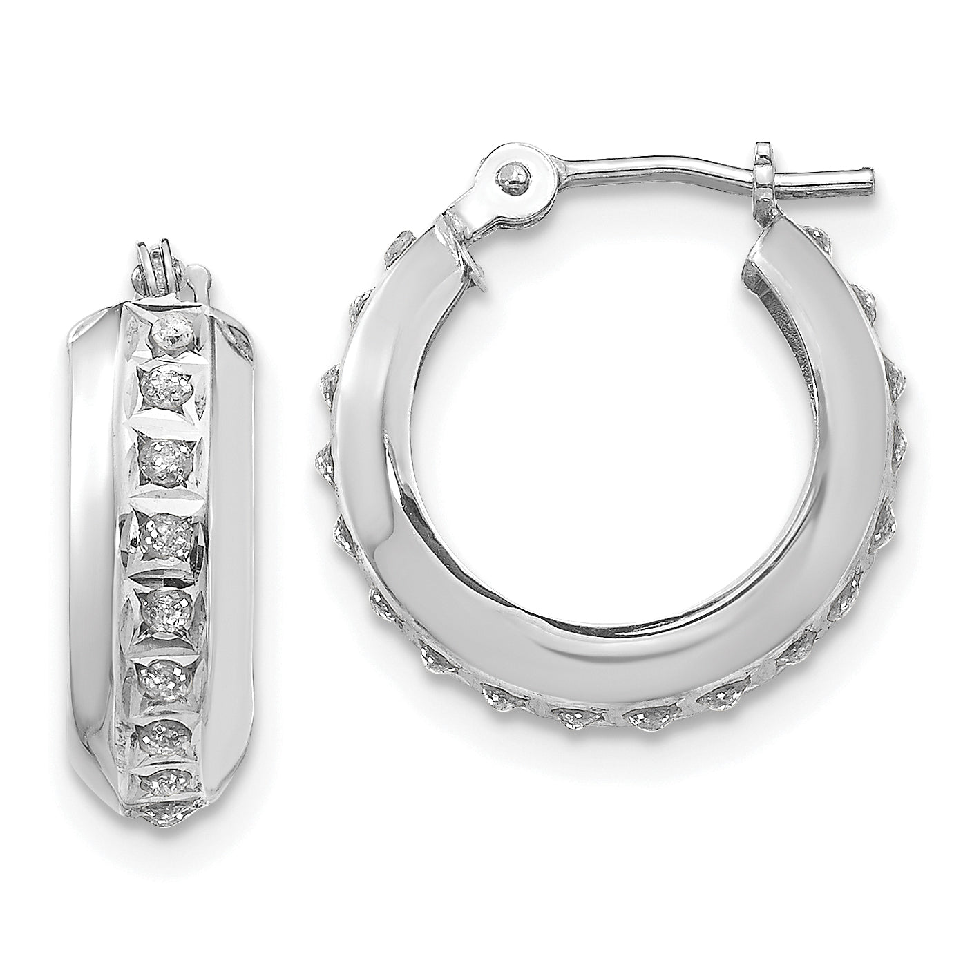 14K Weißgold Diamant Fascination Rund Klappbar Creolen