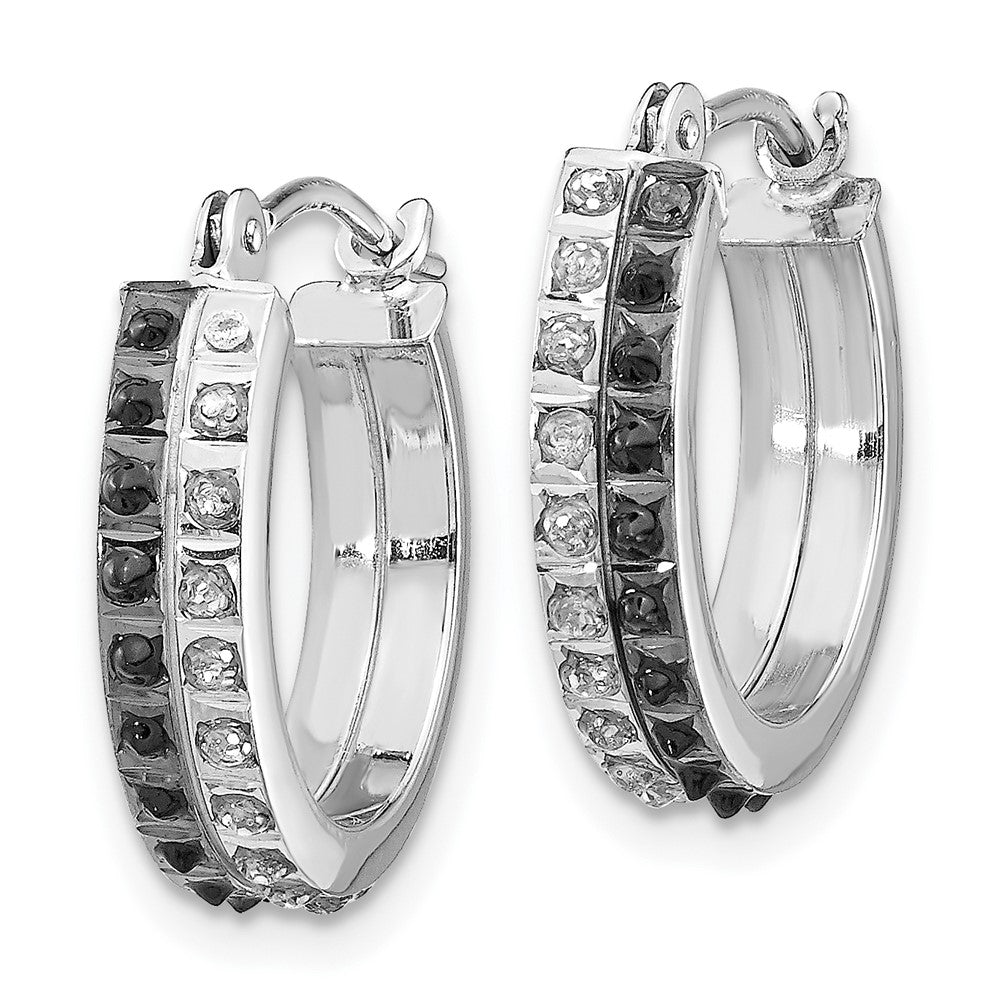 14K Weißgold Diamant Fascination B & W Rund Klappbar Creolen