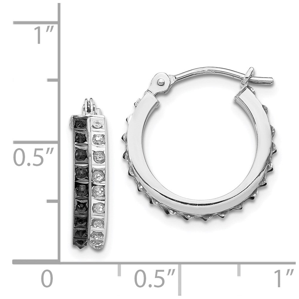 14K Weißgold Diamant Fascination B & W Rund Klappbar Creolen