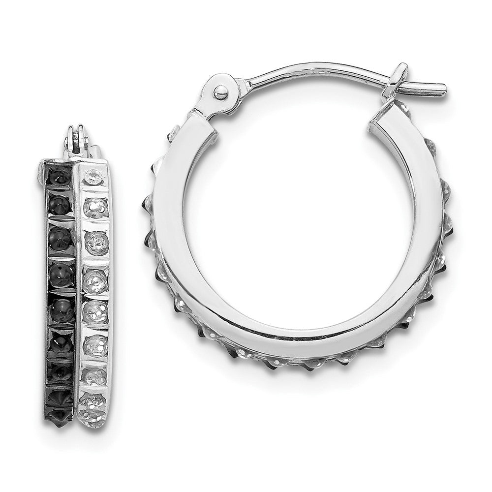 14K Weißgold Diamant Fascination B & W Rund Klappbar Creolen