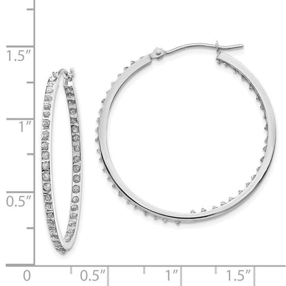 14K Weißgold Diamant Fascination Rund Klappbar Creolen