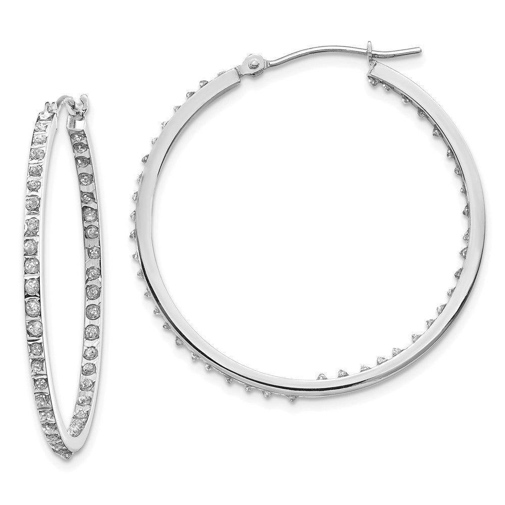 14K Weißgold Diamant Fascination Rund Klappbar Creolen