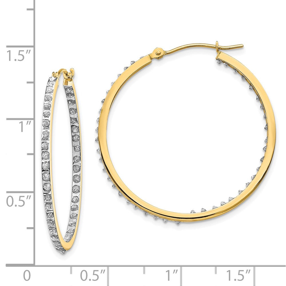 14K Gelbgold Diamant Fascination Rund Klappbar Creolen