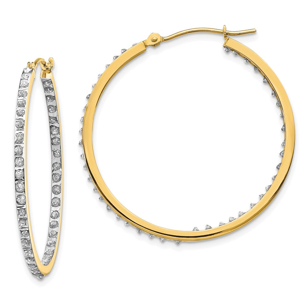 14K Gelbgold Diamant Fascination Rund Klappbar Creolen