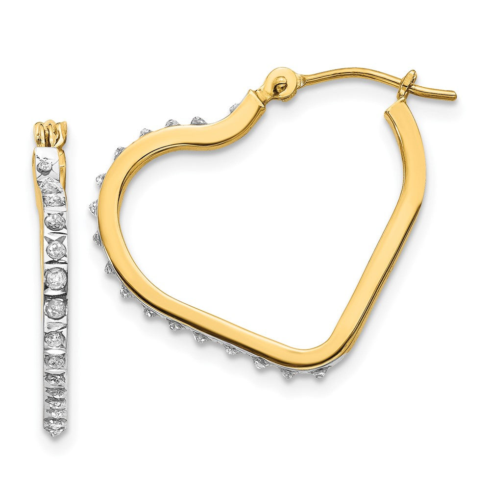 14K Gelbgold Diamant Fascination Herz Creolen