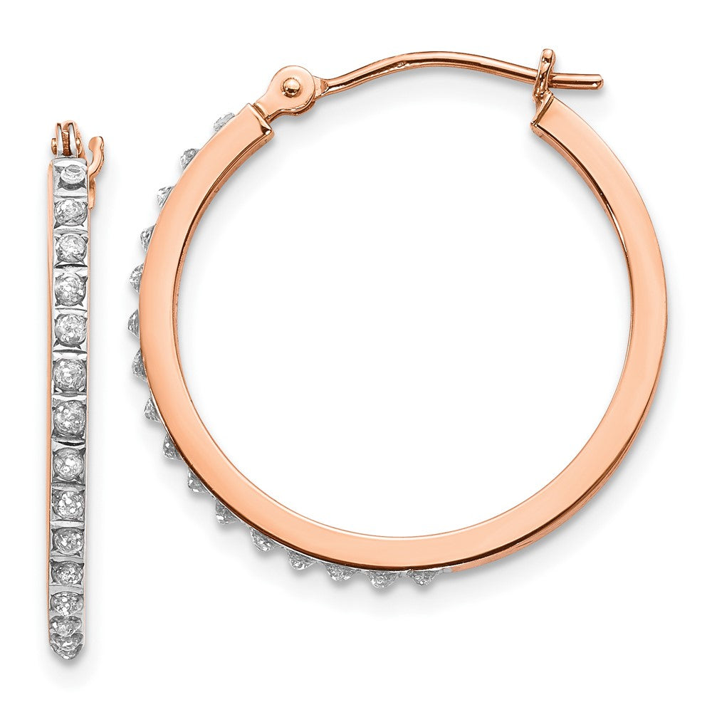 14K Roségold Diamant Fascination Rund Klappbar Creolen