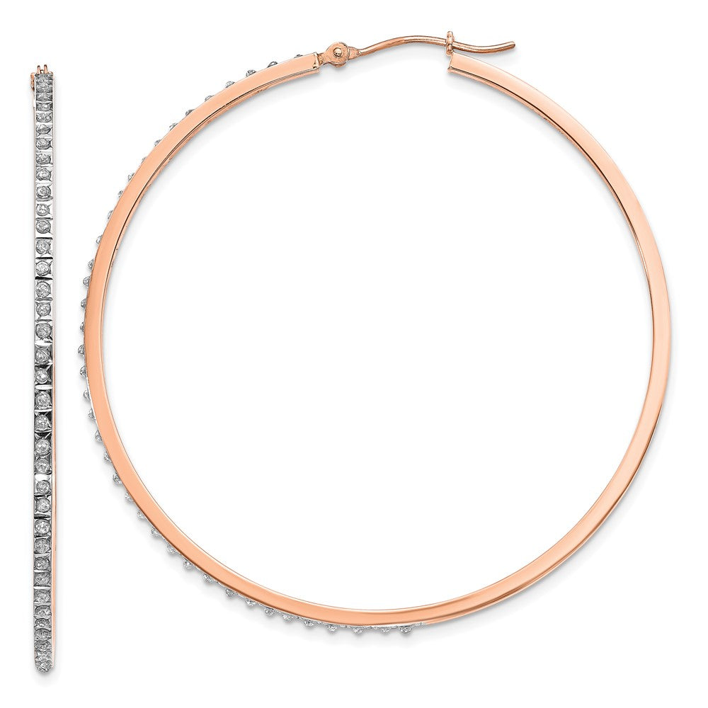 14K Roségold Diamant Fascination Rund Klappbar Creolen
