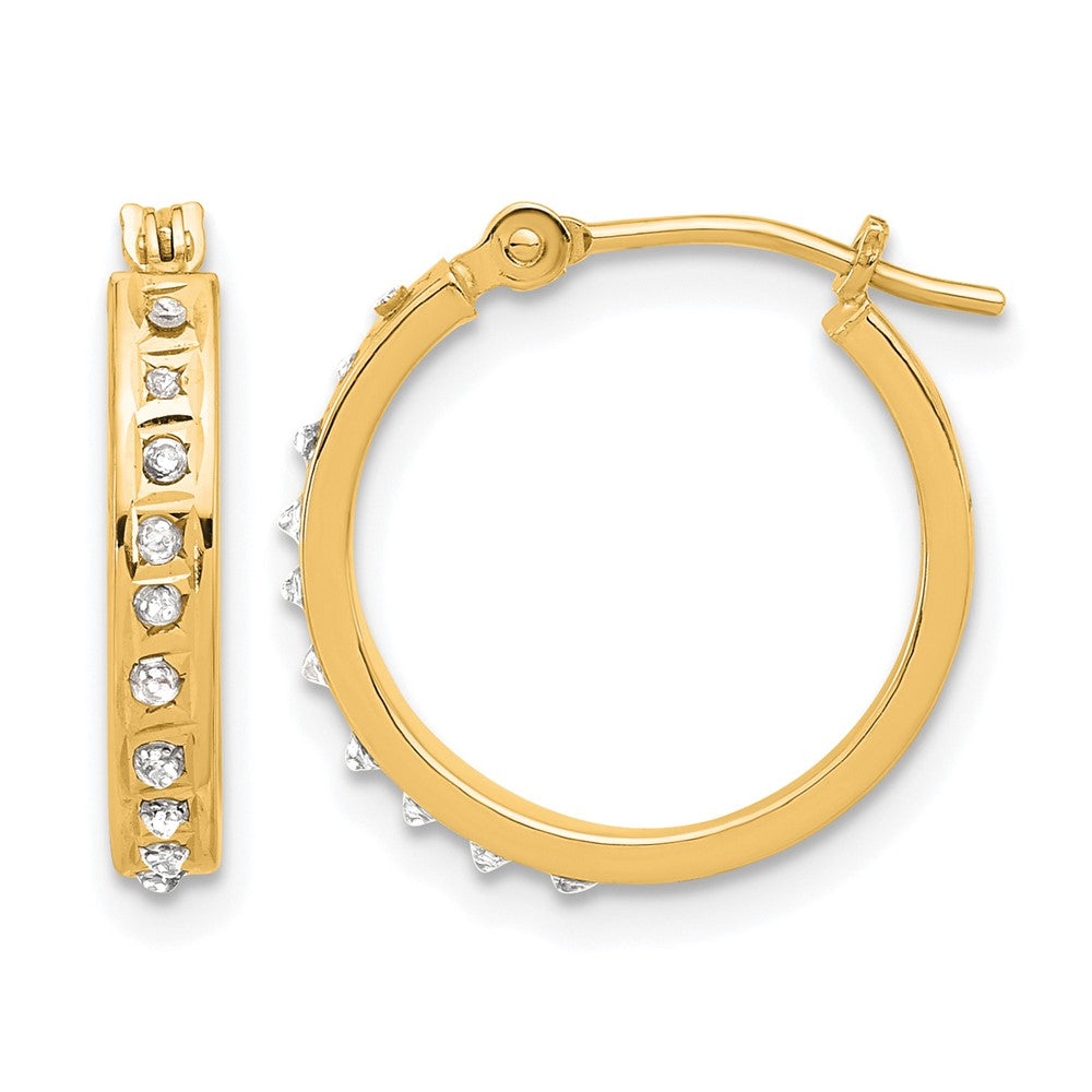 14K Gelbgold Diamant Fascination Diamant Dust/akzente Creolen