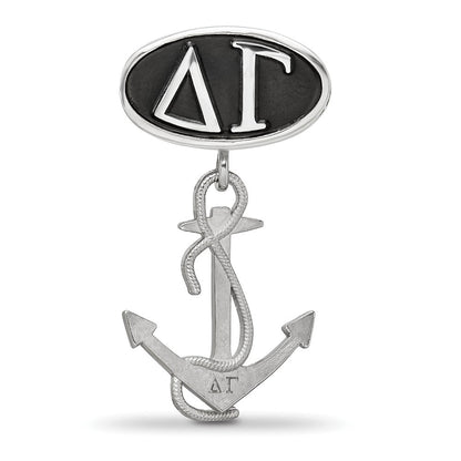 Sterlingsilber Logoart Delta Gamma Oval mit Anker Hängend Perle