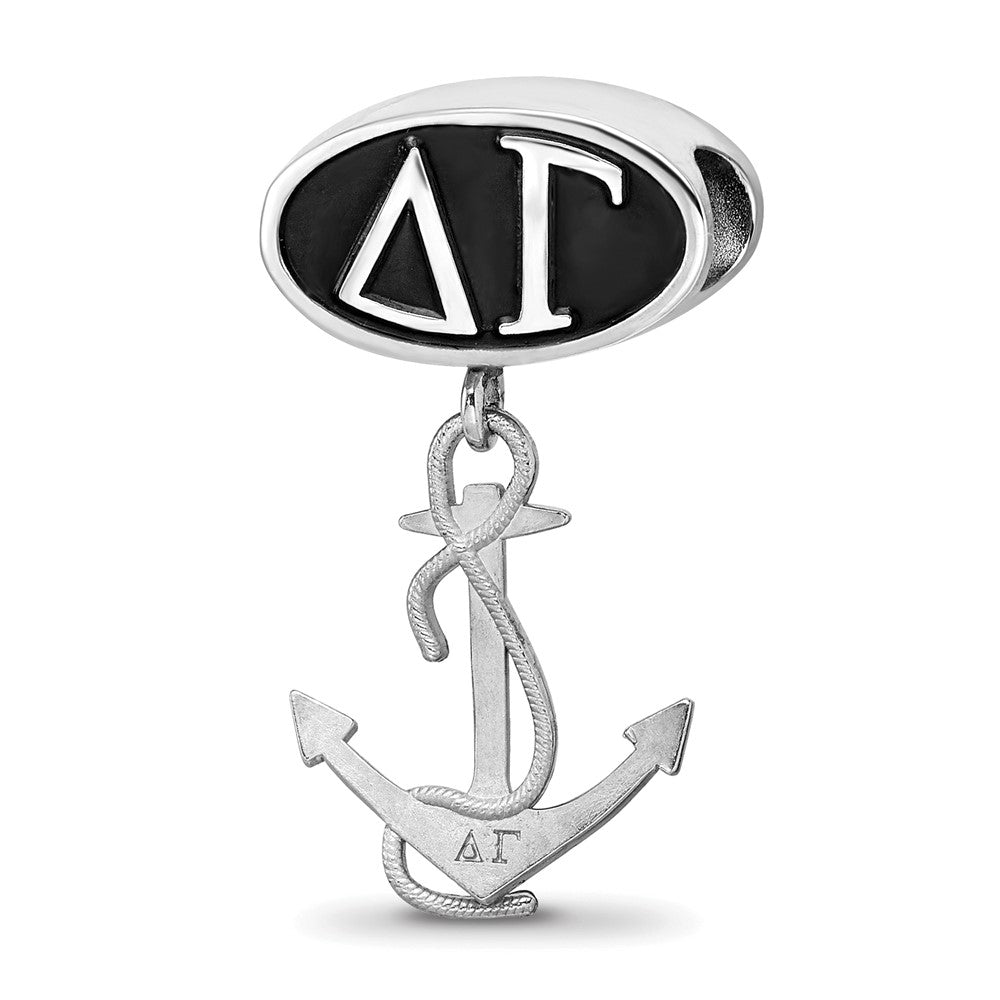 Sterlingsilber Logoart Delta Gamma Oval mit Anker Hängend Perle