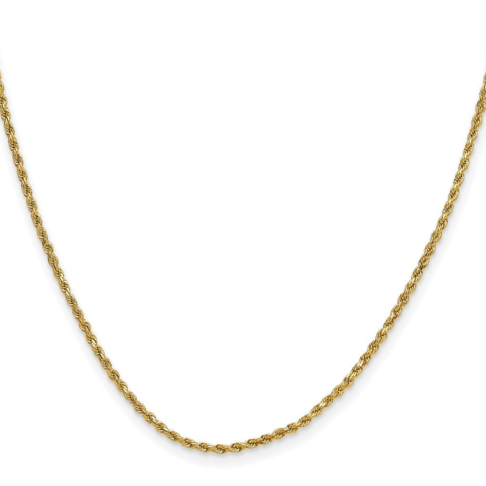 14K Gelbgold 2mm Halbmassiv Diamantiert Kordel mit Karabinerverschluss Halskette