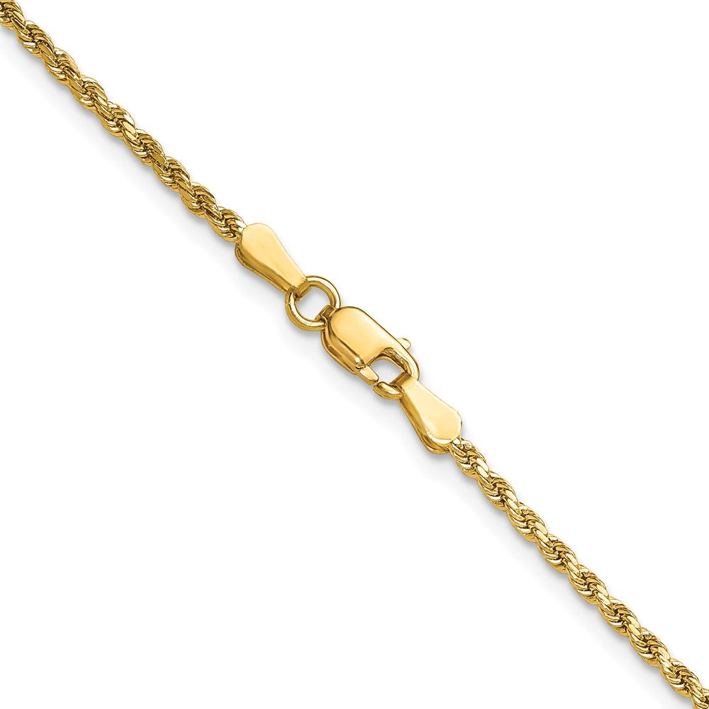 14K Gelbgold 2mm Halbmassiv Diamantiert Kordel mit Karabinerverschluss Halskette