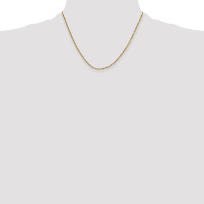 14K Gelbgold 2mm Halbmassiv Diamantiert Kordel mit Karabinerverschluss Halskette