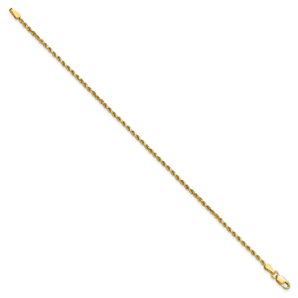 14K Gelbgold 2mm Halbmassiv Diamantiert Kordel mit Karabinerverschluss Gliederarmband