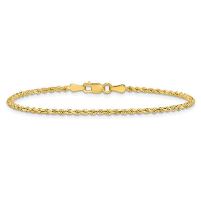 14K Gelbgold 2mm Halbmassiv Diamantiert Kordel mit Karabinerverschluss Gliederarmband