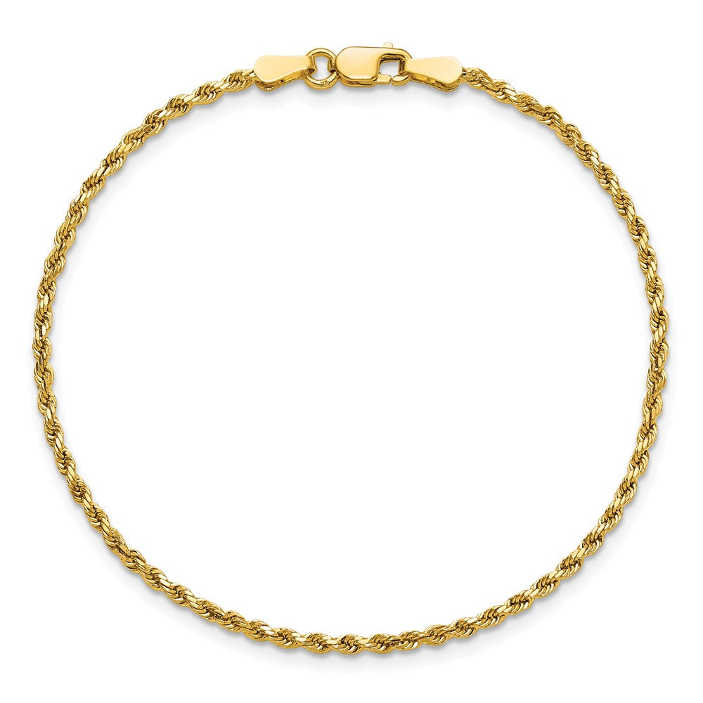 14K Gelbgold 2mm Halbmassiv Diamantiert Kordel mit Karabinerverschluss Gliederarmband