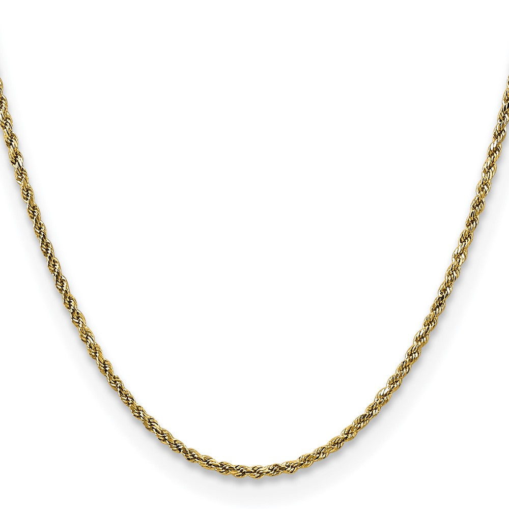 14K Gelbgold 2.25mm Halbmassiv Diamantiert Kordel mit Karabinerverschluss Halskette