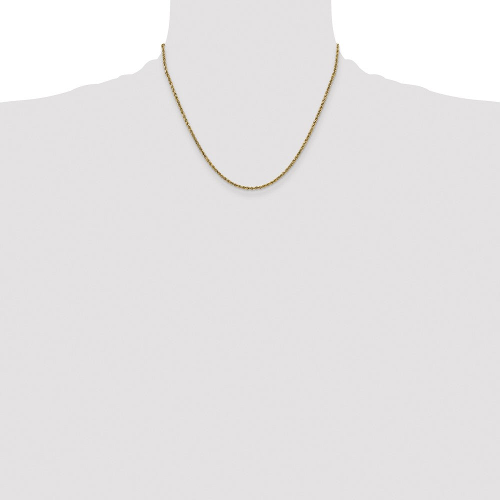 14K Gelbgold 2.25mm Halbmassiv Diamantiert Kordel mit Karabinerverschluss Halskette