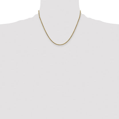 14K Gelbgold 2.25mm Halbmassiv Diamantiert Kordel mit Karabinerverschluss Halskette