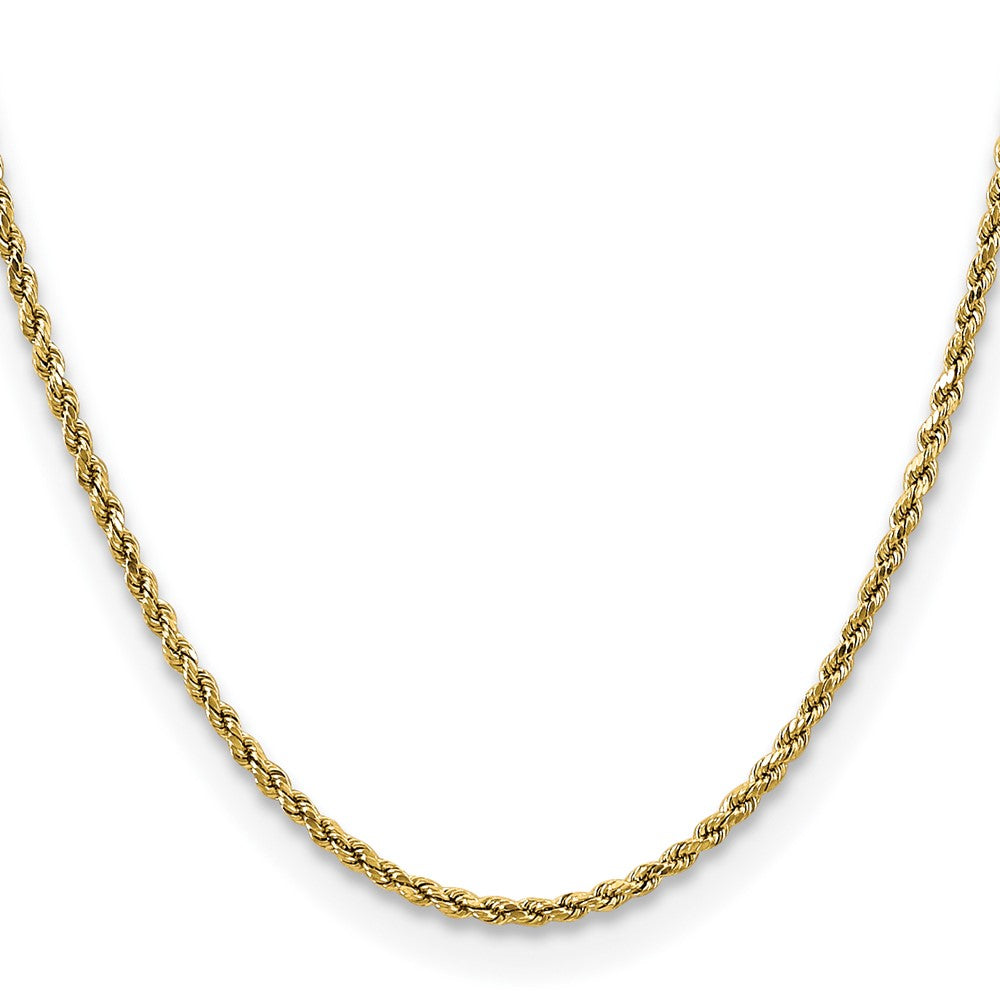 14K Gelbgold 2.5mm Halbmassiv Diamantiert Kordel mit Karabinerverschluss Halskette