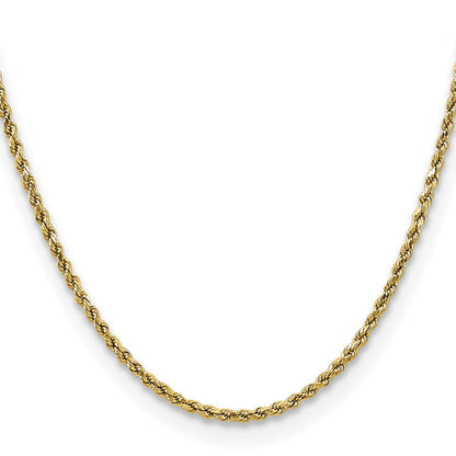 14K Gelbgold 2.5mm Halbmassiv Diamantiert Kordel mit Karabinerverschluss Halskette