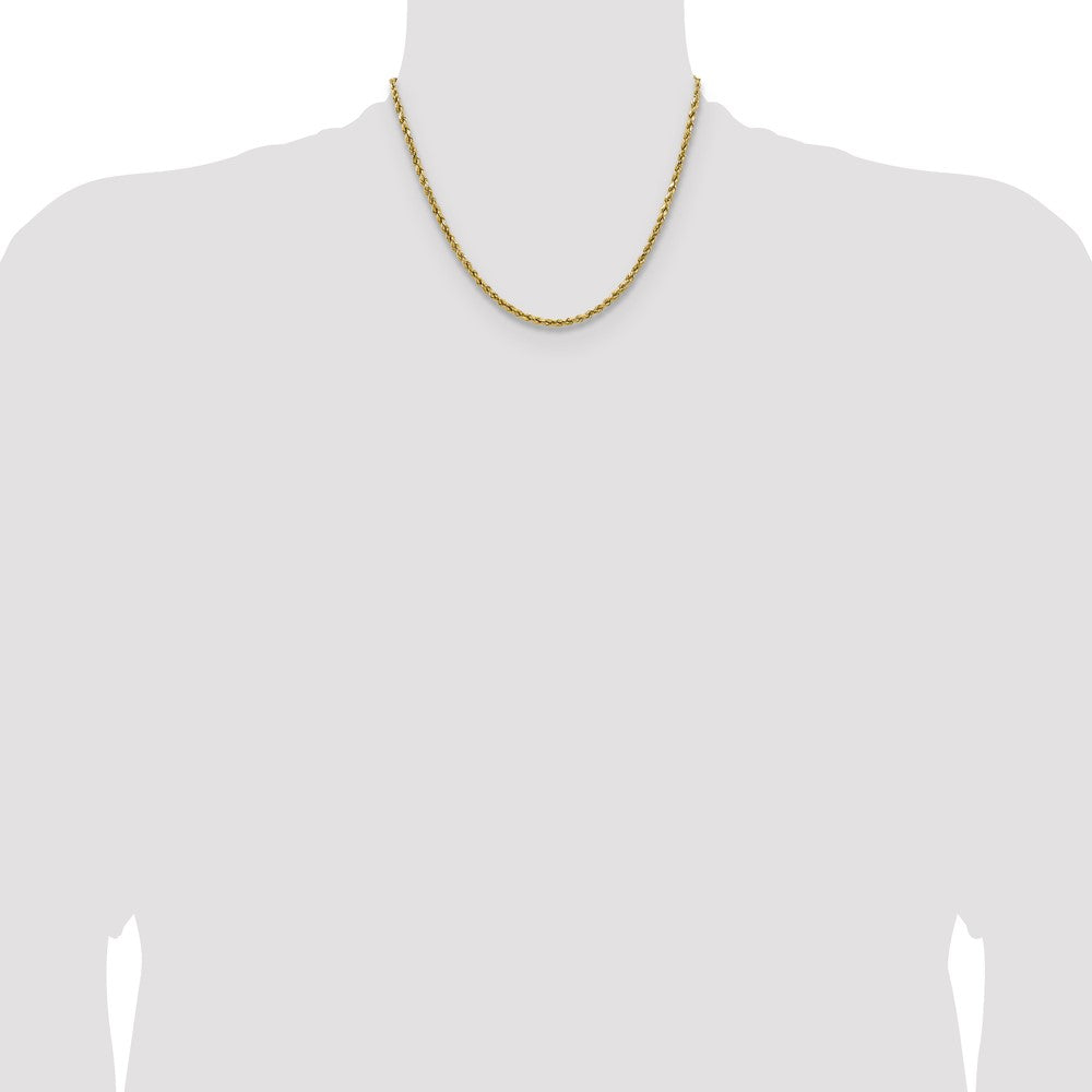 14K Gelbgold 2.5mm Halbmassiv Diamantiert Kordel mit Karabinerverschluss Halskette
