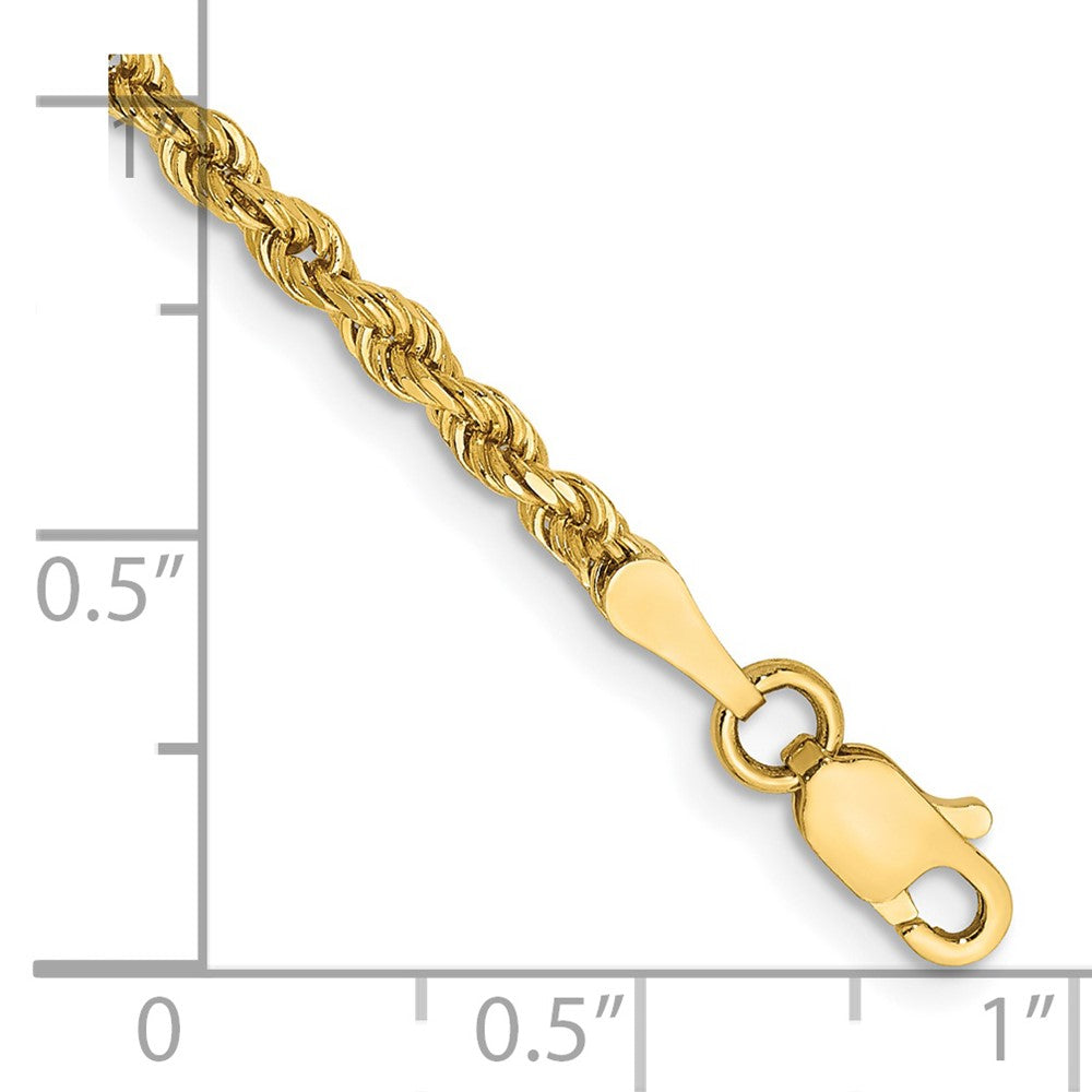 14K Gelbgold 2.5mm Halbmassiv Diamantiert Kordel mit Karabinerverschluss Gliederarmband