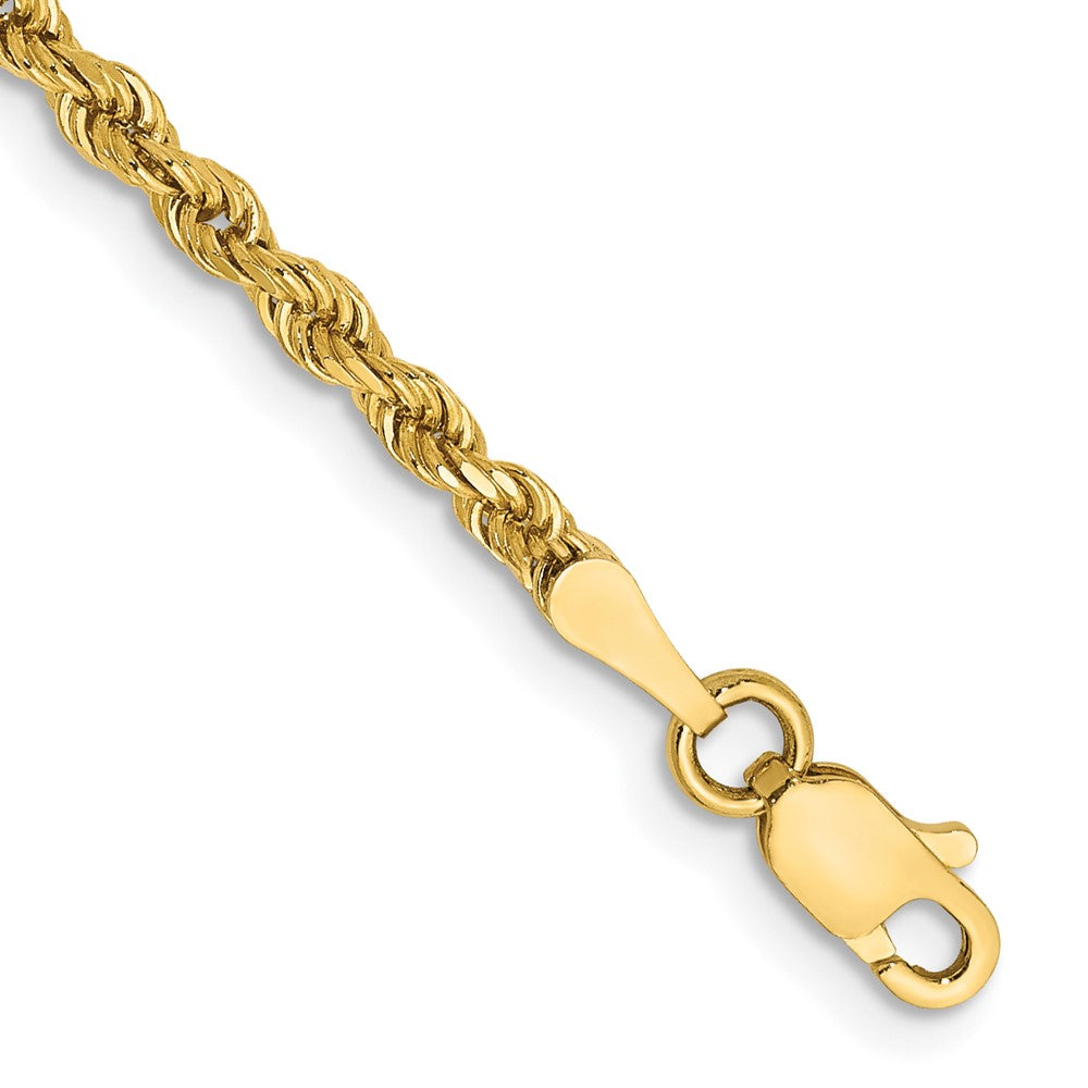 14K Gelbgold 2.5mm Halbmassiv Diamantiert Kordel mit Karabinerverschluss Gliederarmband