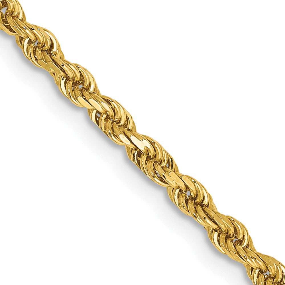 14K Gelbgold 2.5mm Halbmassiv Diamantiert Kordel mit Karabinerverschluss Halskette