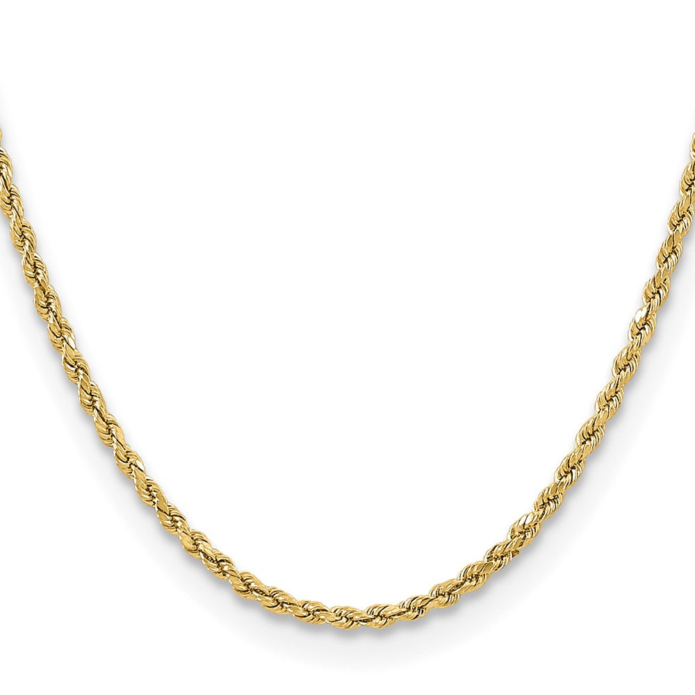 14K Gelbgold 3mm Halbmassiv Diamantiert Kordel mit Karabinerverschluss Halskette