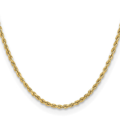 14K Gelbgold 3mm Halbmassiv Diamantiert Kordel mit Karabinerverschluss Halskette