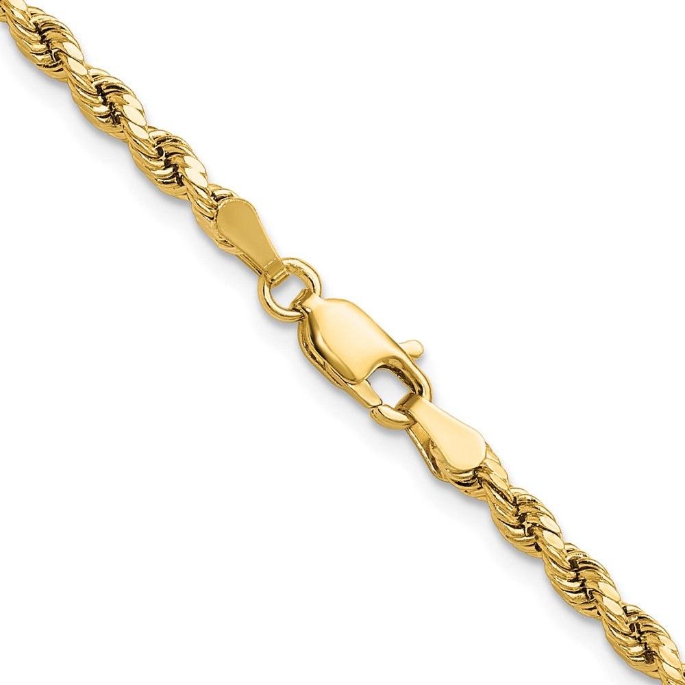 14K Gelbgold 3mm Halbmassiv Diamantiert Kordel mit Karabinerverschluss Halskette