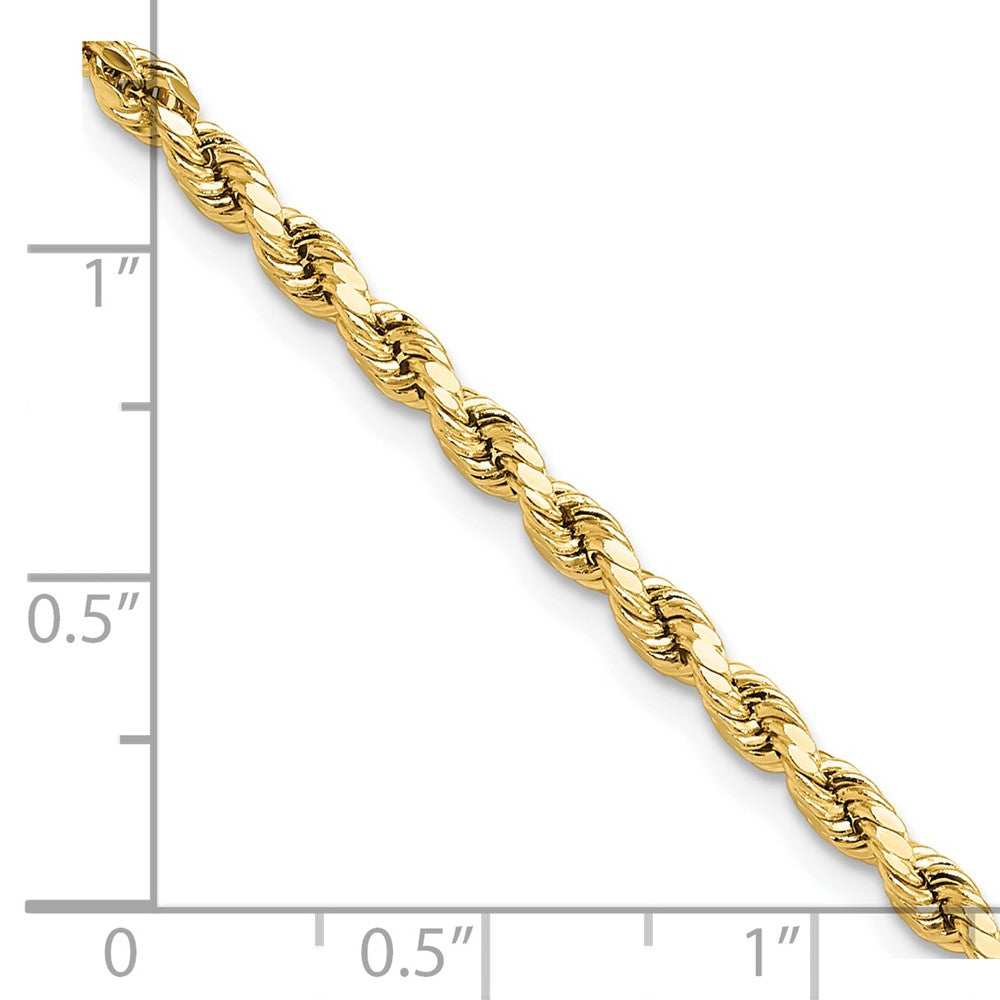 14K Gelbgold 3mm Halbmassiv Diamantiert Kordel mit Karabinerverschluss Gliederarmband