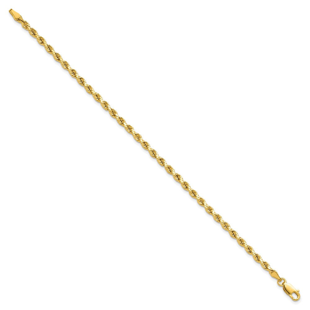 14K Gelbgold 3mm Halbmassiv Diamantiert Kordel mit Karabinerverschluss Gliederarmband