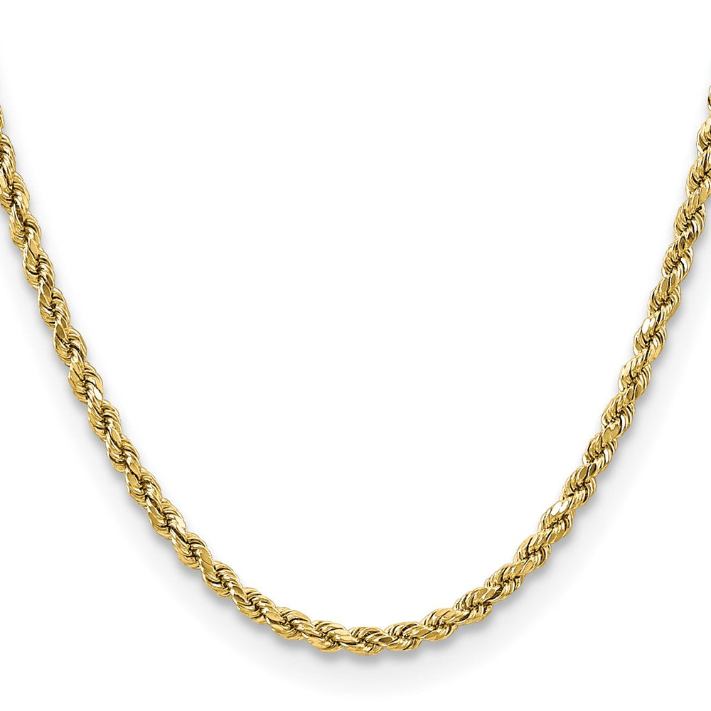 14K Gelbgold 3.5mm Halbmassiv Diamantiert Kordel mit Karabinerverschluss Halskette