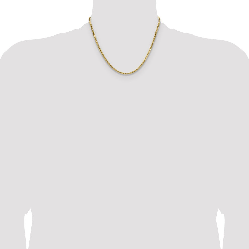 14K Gelbgold 3.5mm Halbmassiv Diamantiert Kordel mit Karabinerverschluss Halskette
