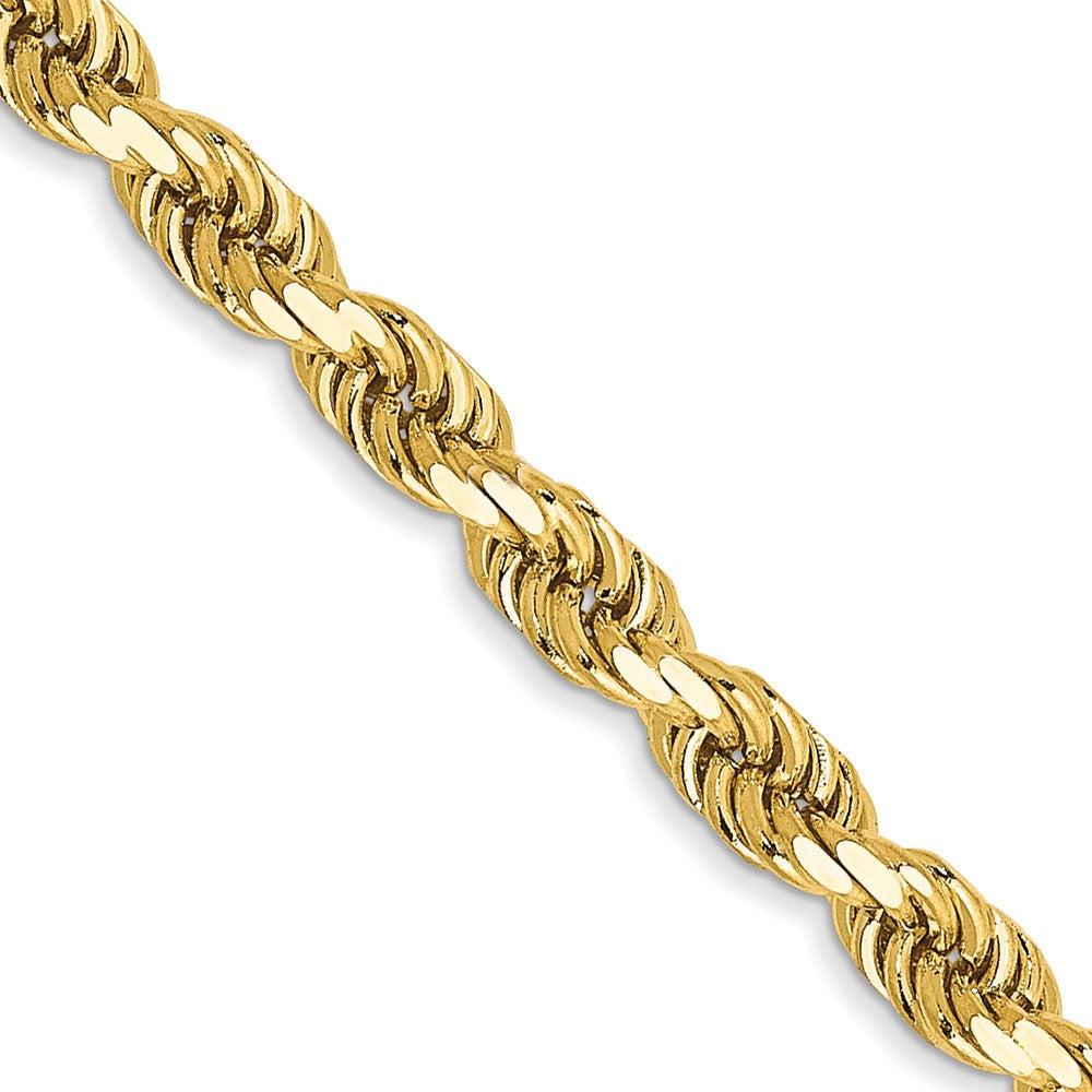 14K Gelbgold 3.5mm Halbmassiv Diamantiert Kordel mit Karabinerverschluss Halskette