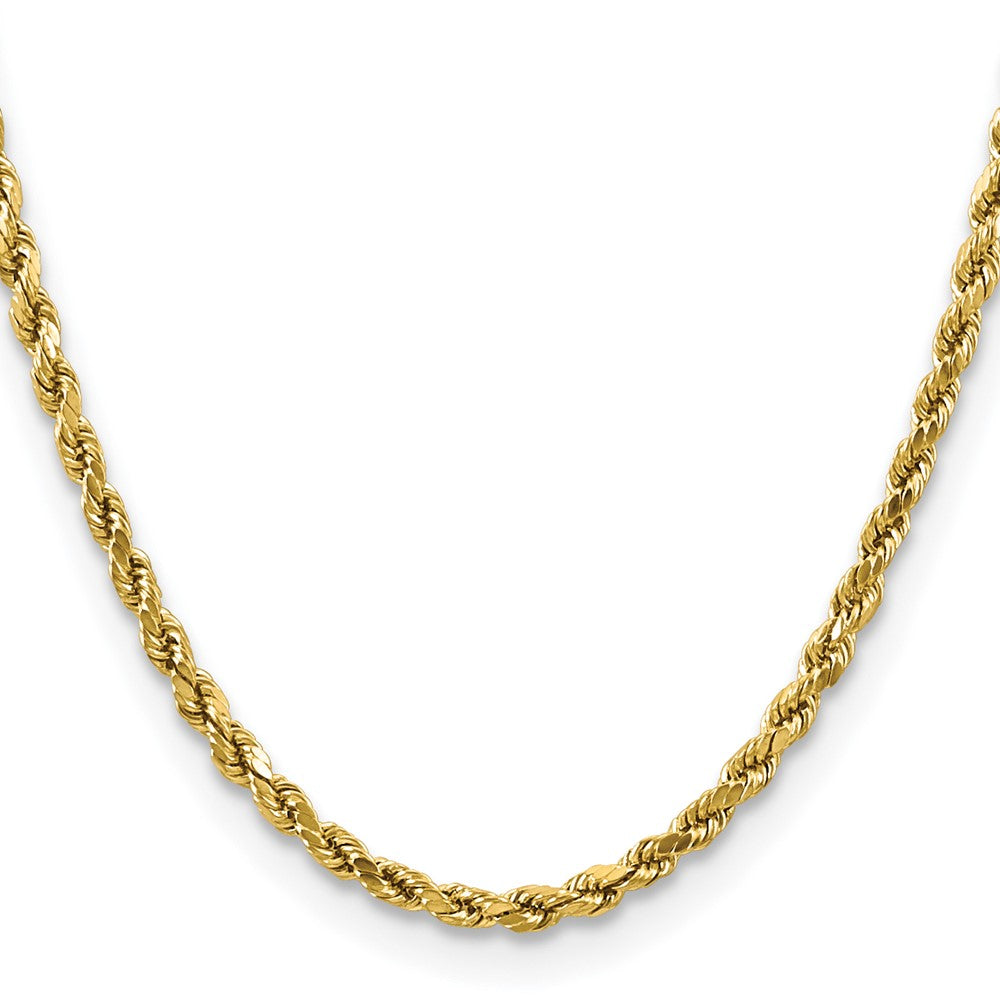 14K Gelbgold 4mm Halbmassiv Diamantiert Kordel mit Karabinerverschluss Halskette