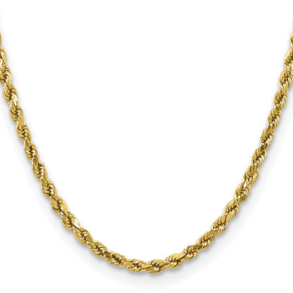 14K Gelbgold 4mm Halbmassiv Diamantiert Kordel mit Karabinerverschluss Halskette