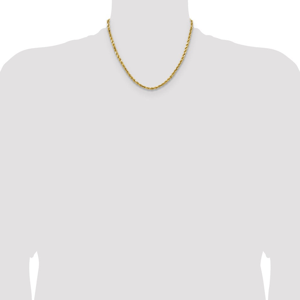 14K Gelbgold 4mm Halbmassiv Diamantiert Kordel mit Karabinerverschluss Halskette