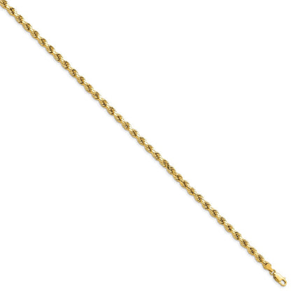 14K Gelbgold 4mm Halbmassiv Diamantiert Kordel mit Karabinerverschluss Gliederarmband