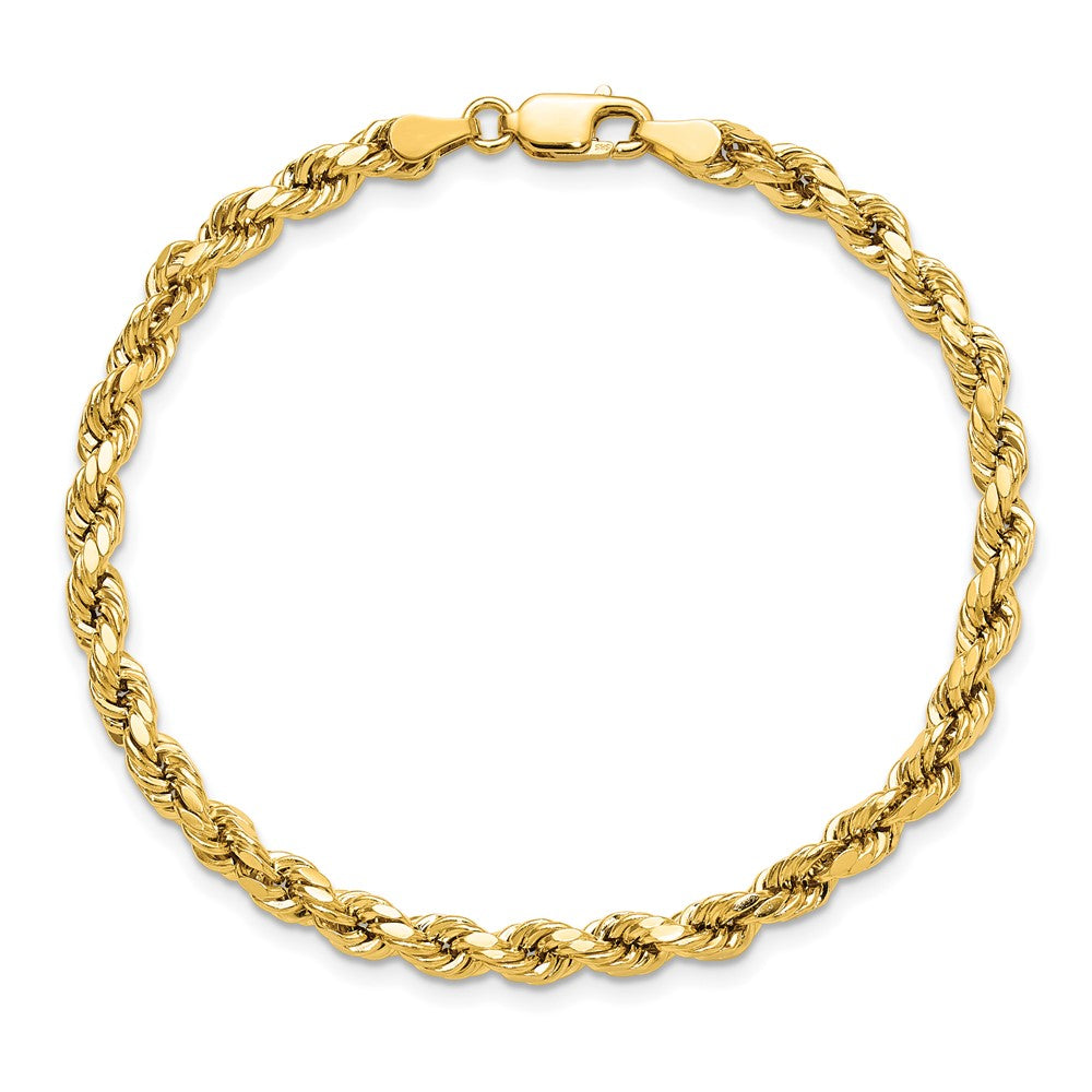 14K Gelbgold 4mm Halbmassiv Diamantiert Kordel mit Karabinerverschluss Gliederarmband
