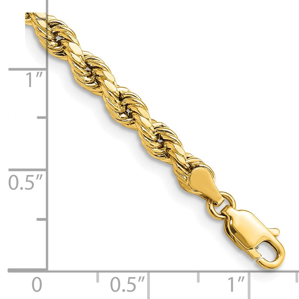14K Gelbgold 4mm Halbmassiv Diamantiert Kordel mit Karabinerverschluss Gliederarmband