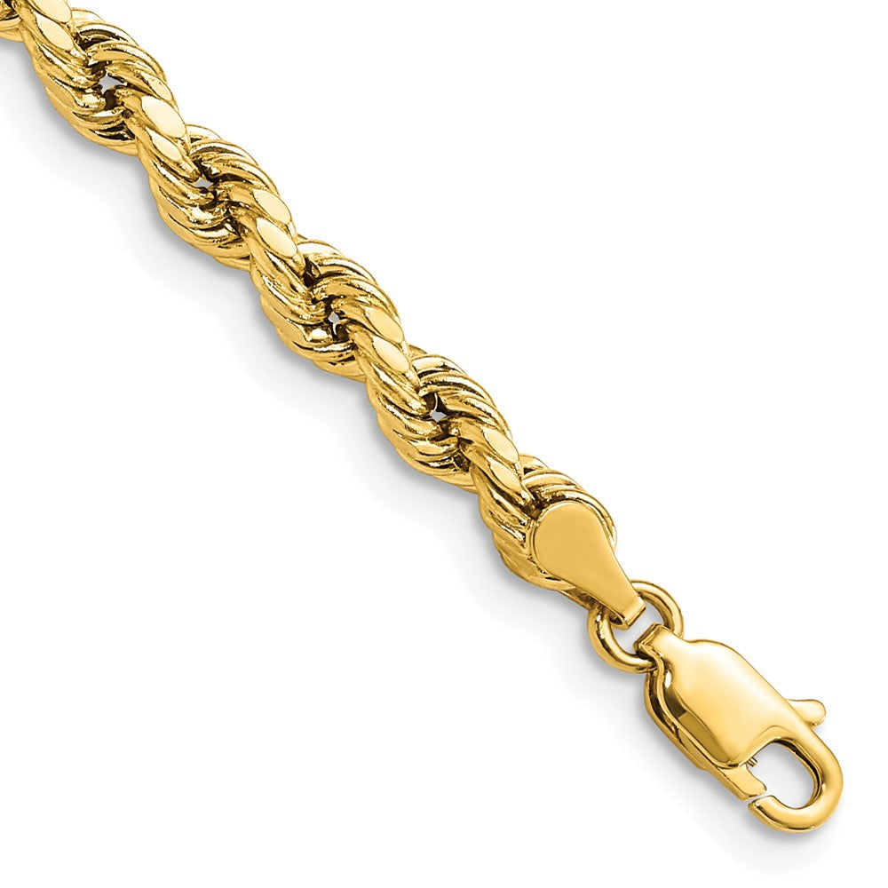 14K Gelbgold 4mm Halbmassiv Diamantiert Kordel mit Karabinerverschluss Gliederarmband