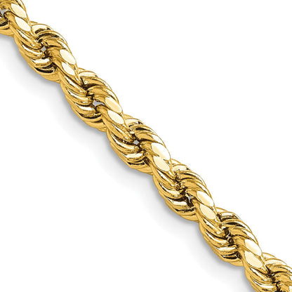 14K Gelbgold 4mm Halbmassiv Diamantiert Kordel mit Karabinerverschluss Halskette
