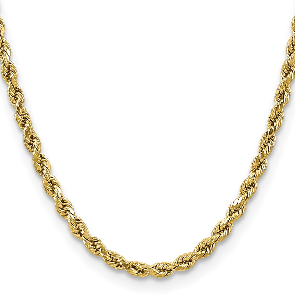 14K Gelbgold 4.9mm Halbmassiv Diamantiert Kordel mit Karabinerverschluss Halskette