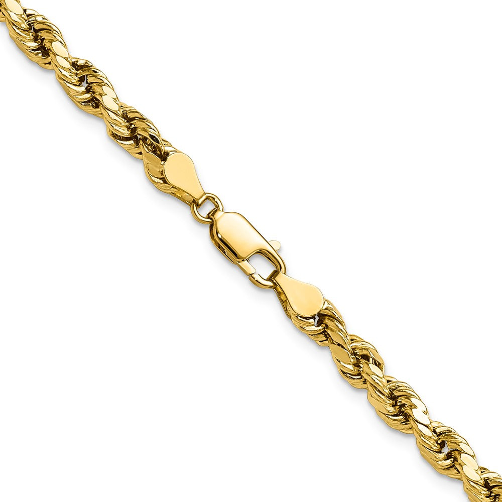 14K Gelbgold 4.9mm Halbmassiv Diamantiert Kordel mit Karabinerverschluss Halskette