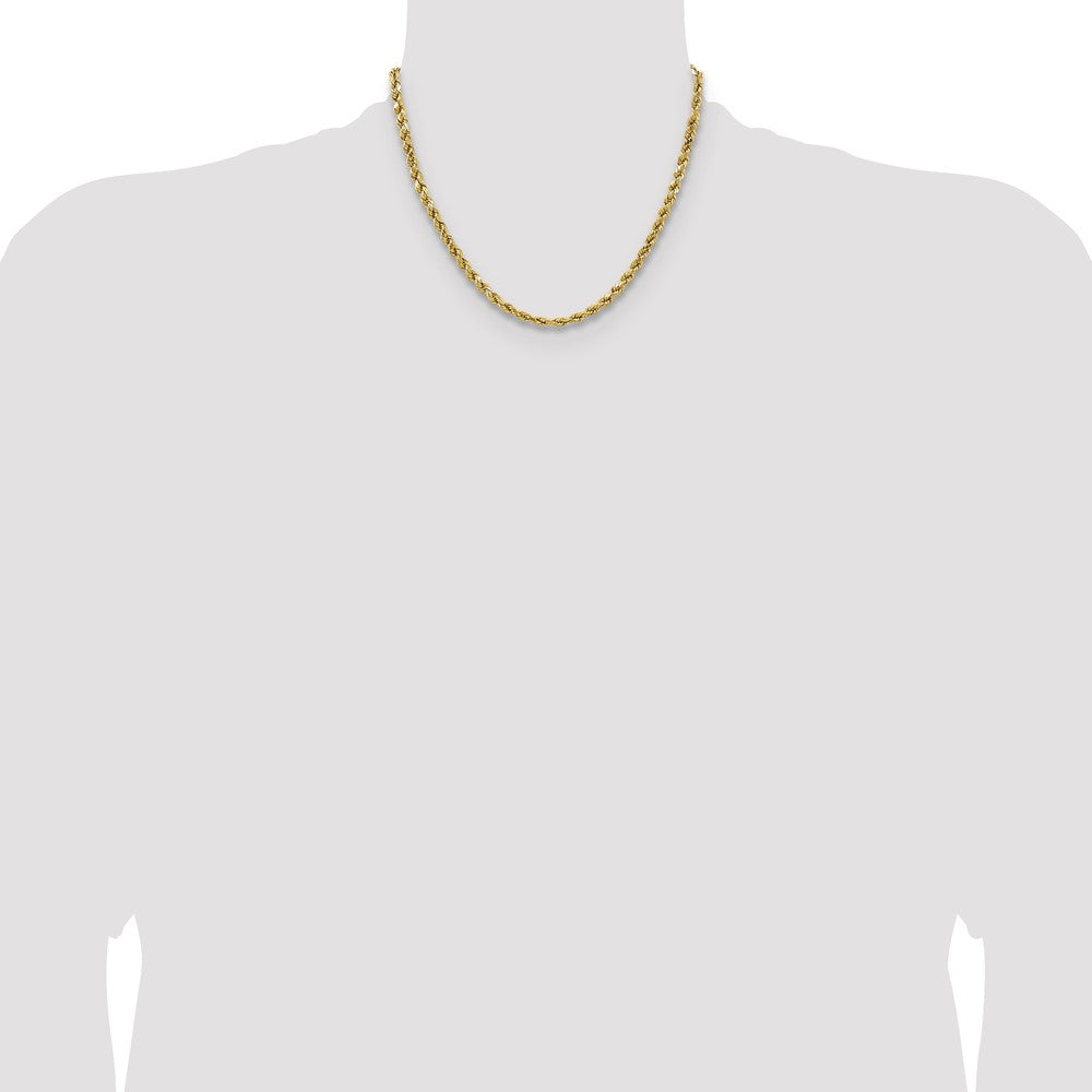14K Gelbgold 4.9mm Halbmassiv Diamantiert Kordel mit Karabinerverschluss Halskette