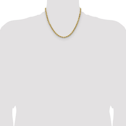 14K Gelbgold 4.9mm Halbmassiv Diamantiert Kordel mit Karabinerverschluss Halskette